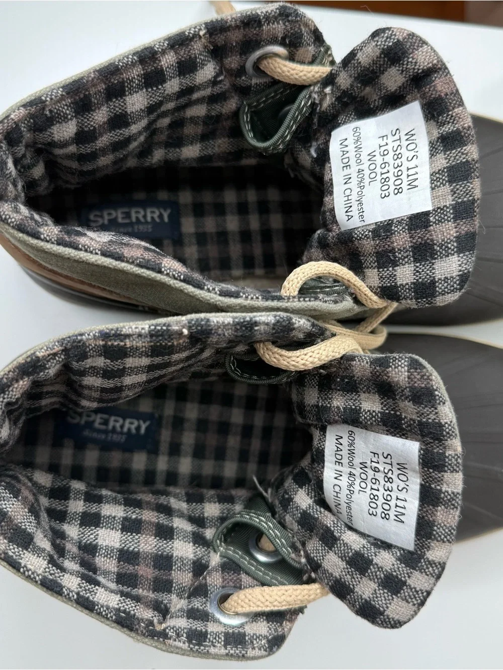Sperry Top-Sider Schooner 3-Eye Duck Boot Women's Size 11M Rubber Wool Plaid